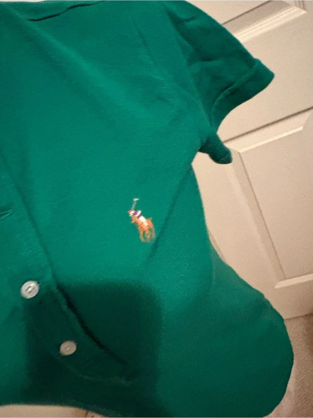 Ralph Lauren Emerald Green Girls' Polo Shirt with Pony Logo Large